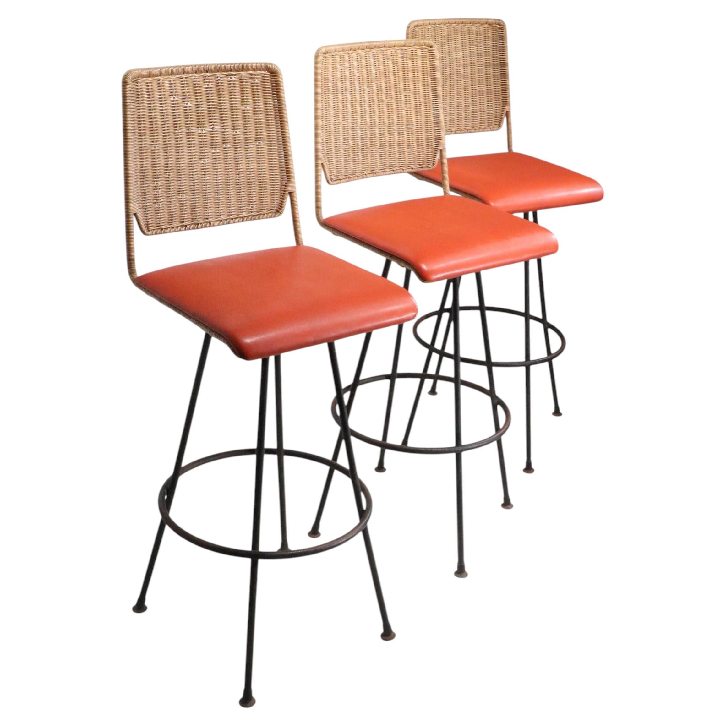 Set of Three Mid Century Swivel Bar Stools by Tropi- Cal