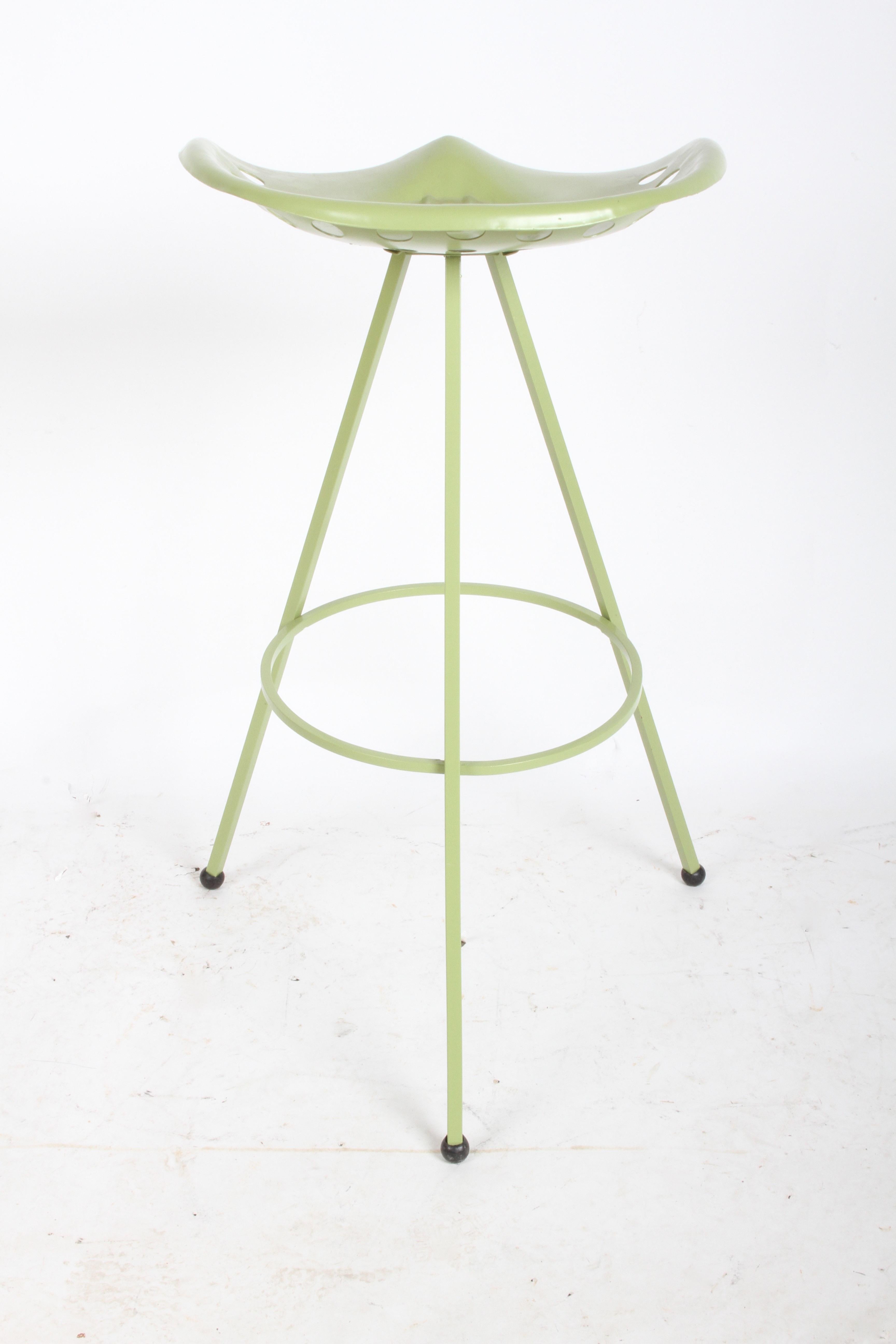 Mid-20th Century Set of Three Midcentury Tractor Seat Bar Stools, Restored  For Sale