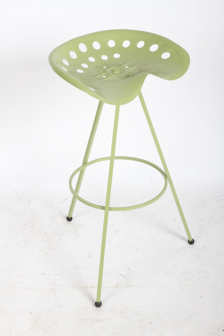 Set of Three Midcentury Tractor Seat Bar Stools, Restored For Sale at