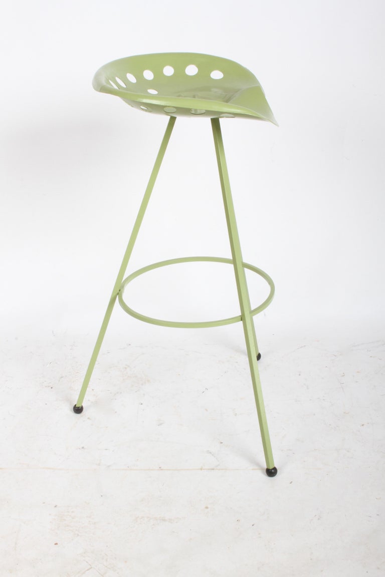 Set of Three Midcentury Tractor Seat Bar Stools, Restored For Sale at