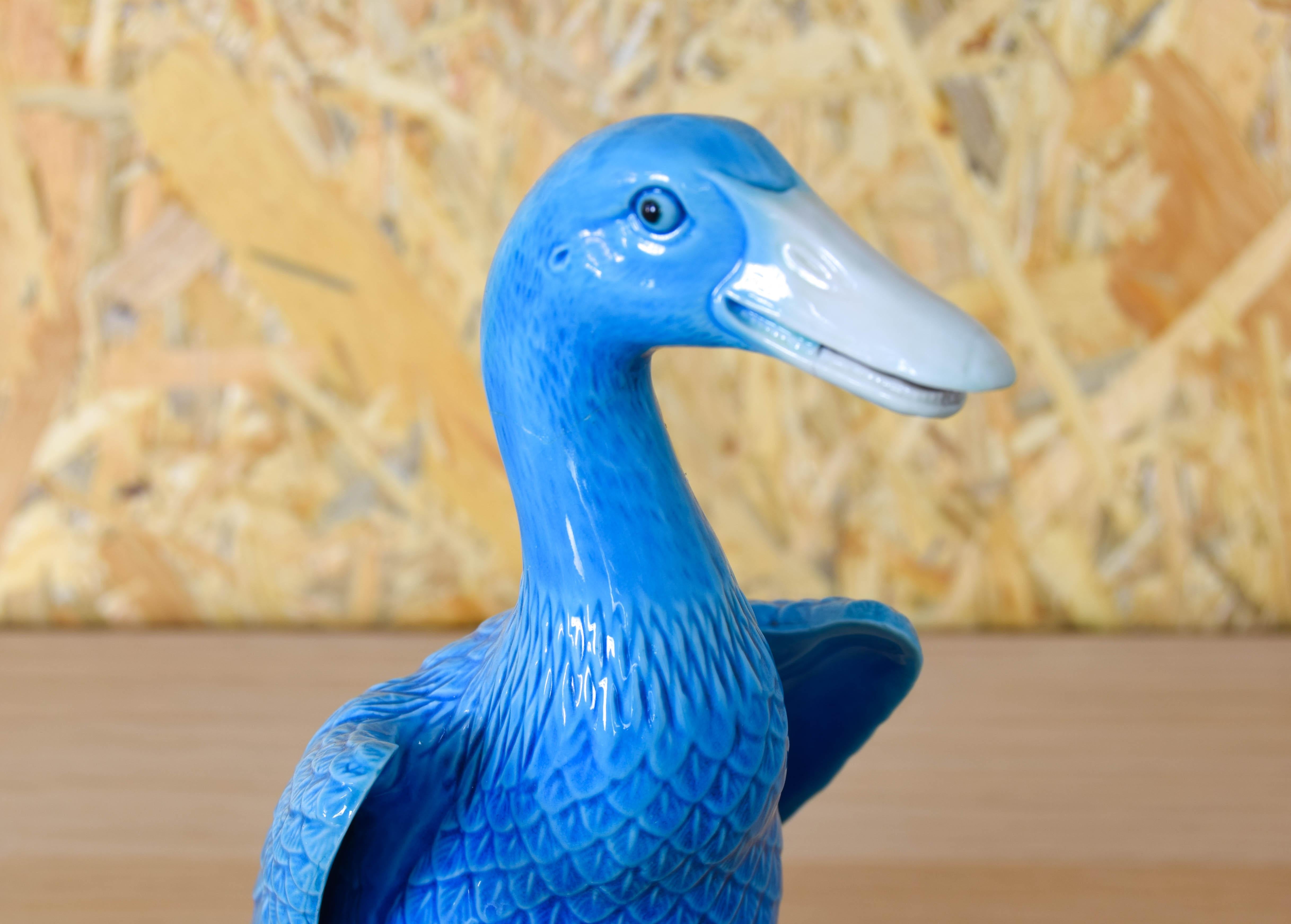 Satz von drei türkisfarbenen Foo-Enten aus chinesischem Porzellan aus der Mitte des Jahrhunderts, 50er Jahre im Angebot 6