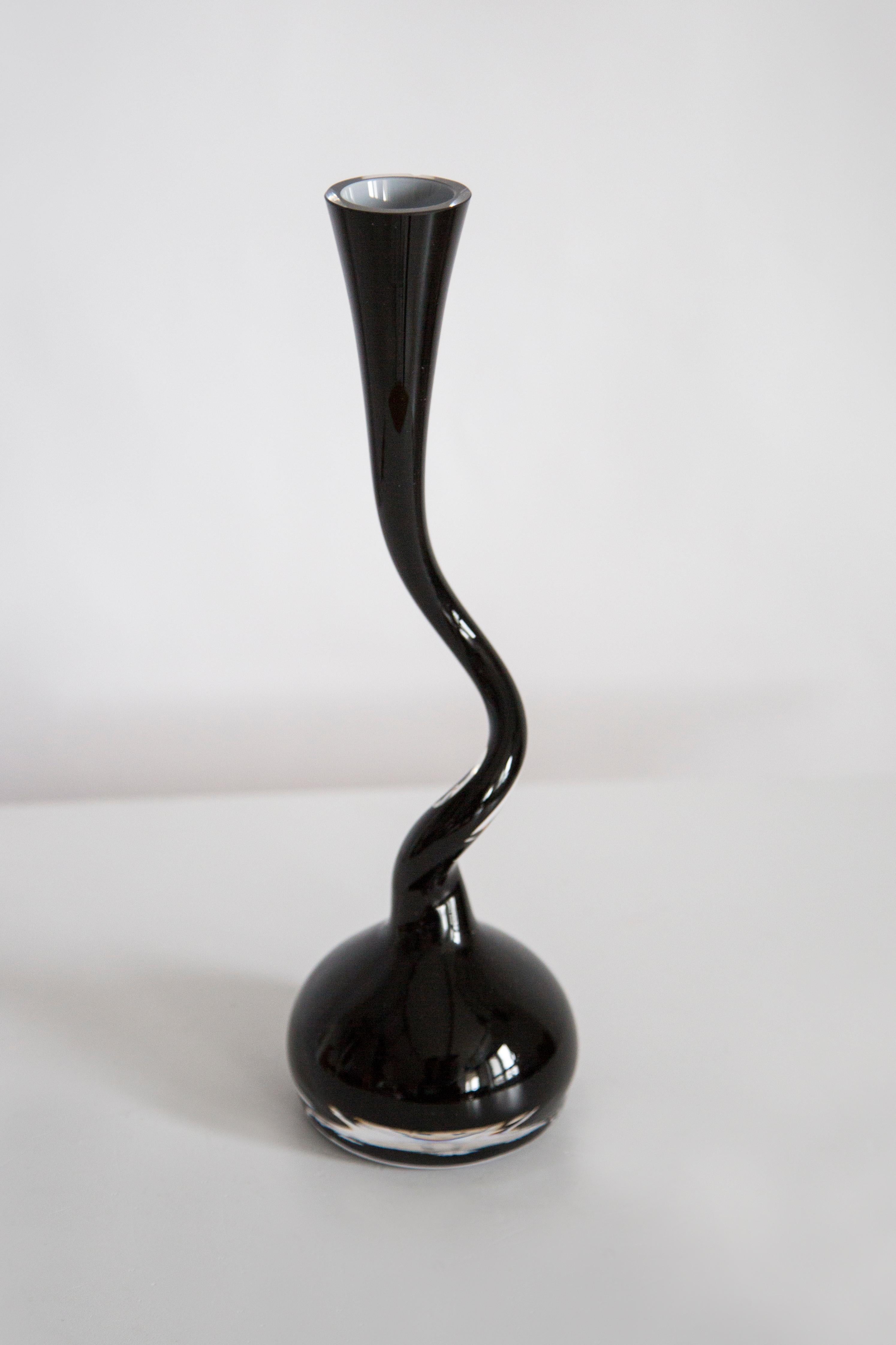 Set of Three Mid Century Twisted Black Vases, Europe, 1960s 3