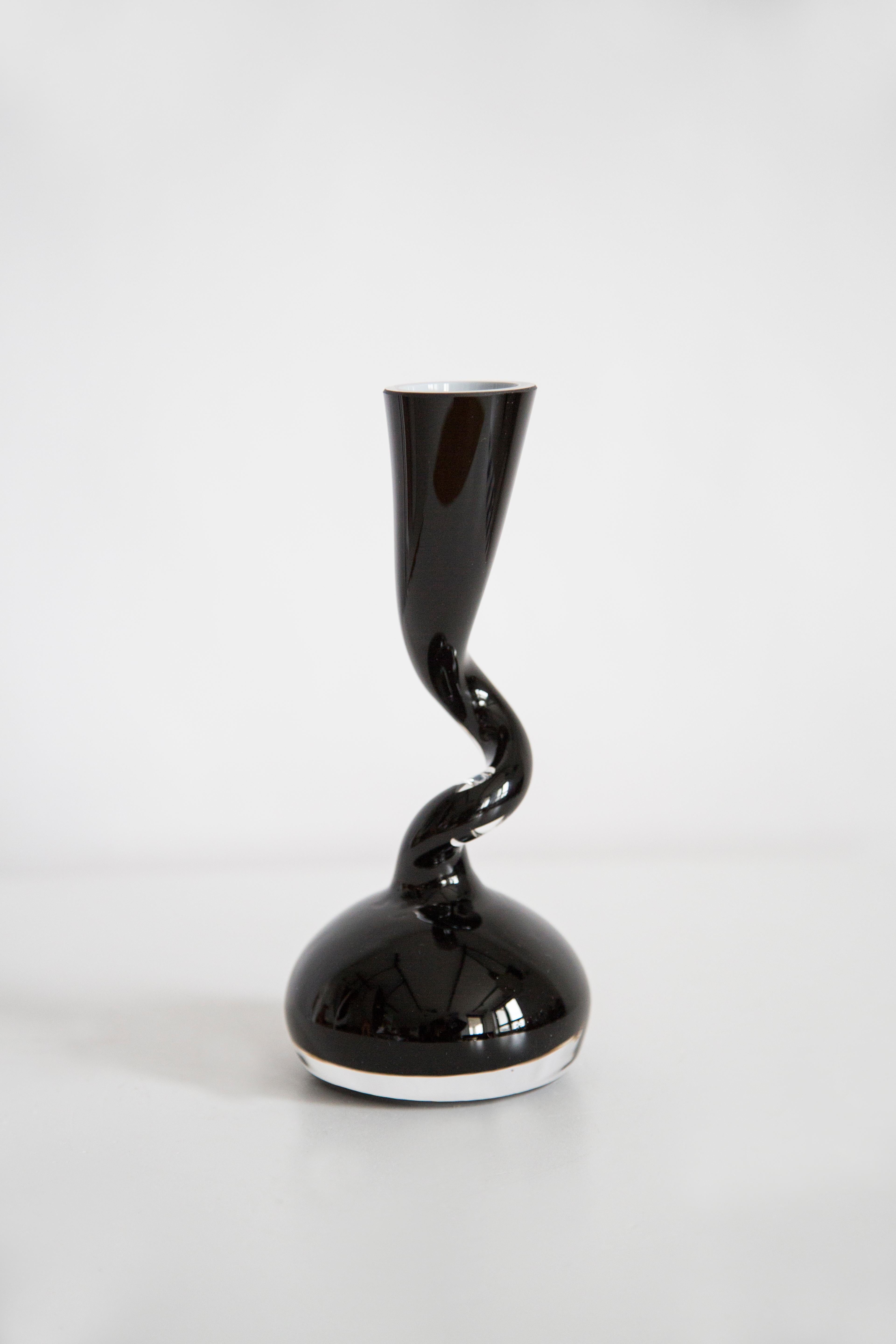Set of Three Mid Century Twisted Black Vases, Europe, 1960s 6