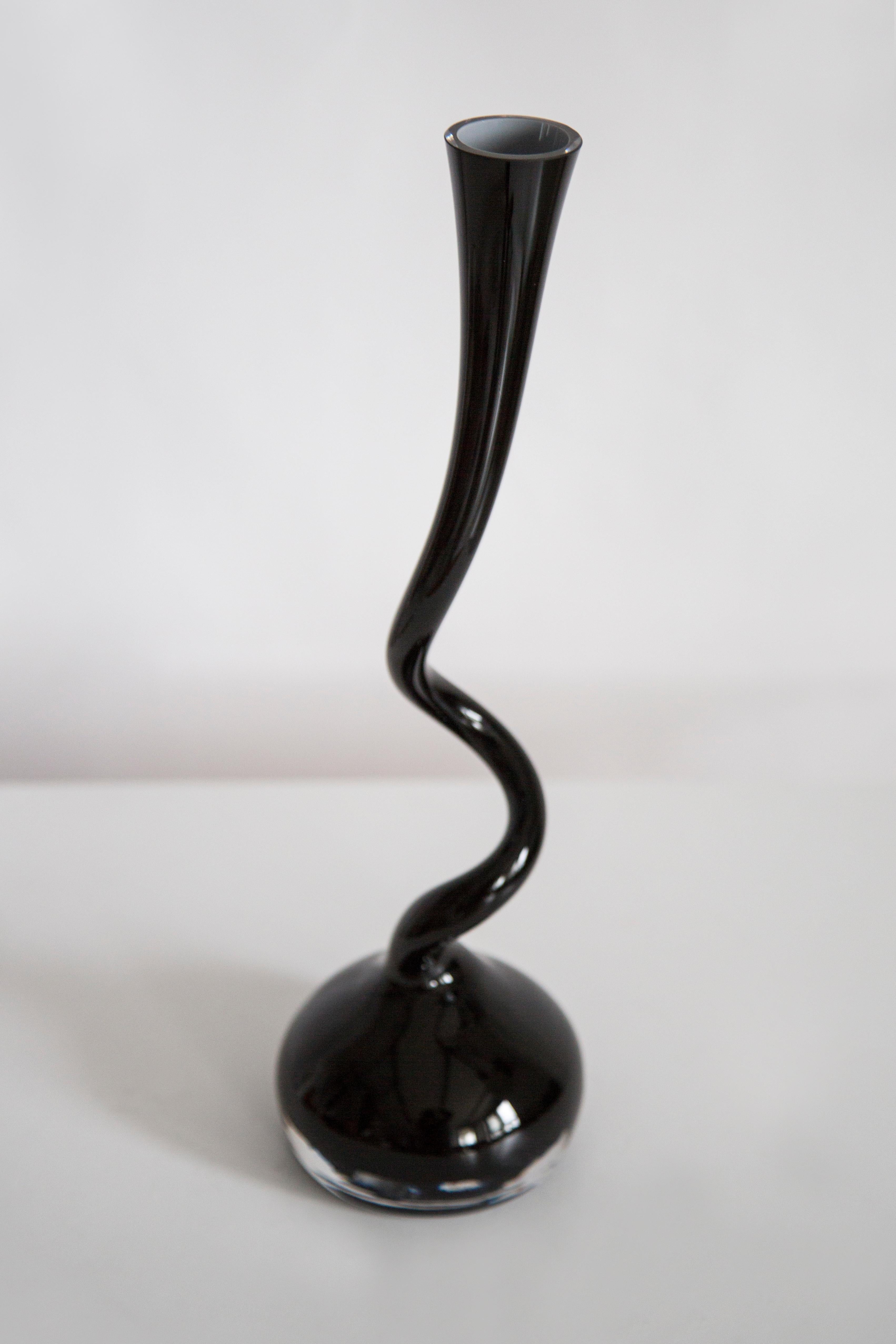 Set of Three Mid Century Twisted Black Vases, Europe, 1960s 11