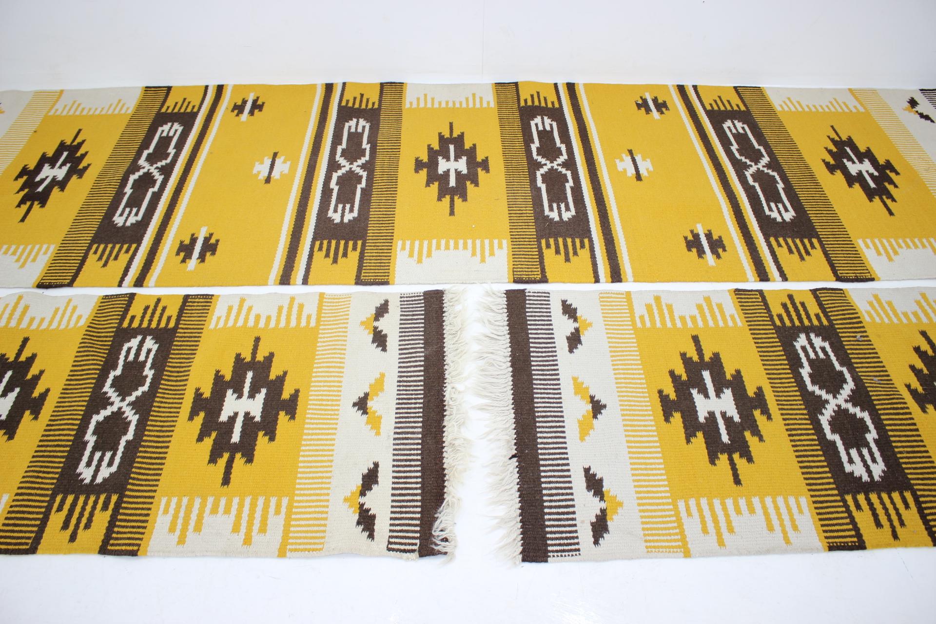 Czech Set of Three Midcentury Wool Kilim Carpets / Rugs, 1960s For Sale
