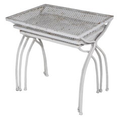 Set of Three  Mid Century  Wrought Iron Nesting Tables att. to Salterini c 1950s