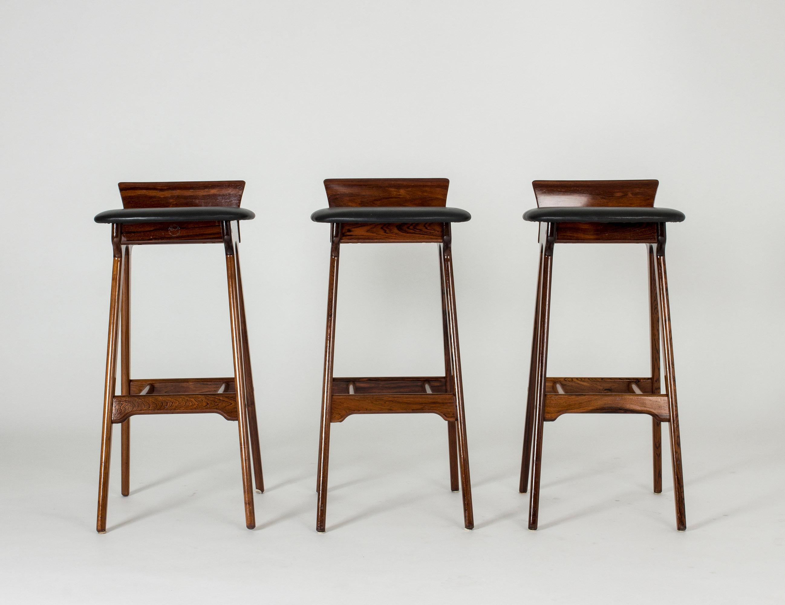 Scandinavian Modern Set of Three Midcentury Bar Stools by Erik Buch