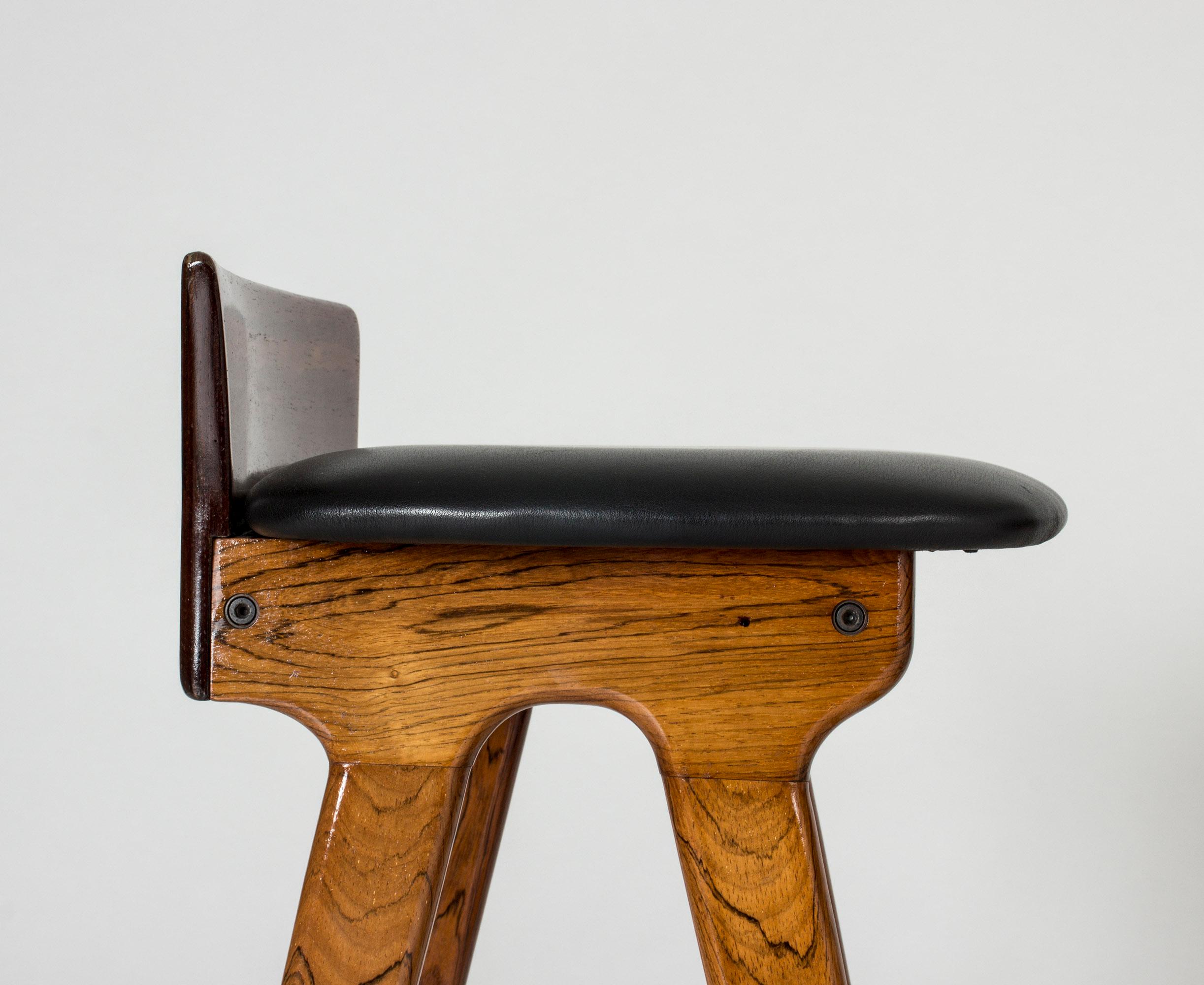 Leather Set of Three Midcentury Bar Stools by Erik Buch