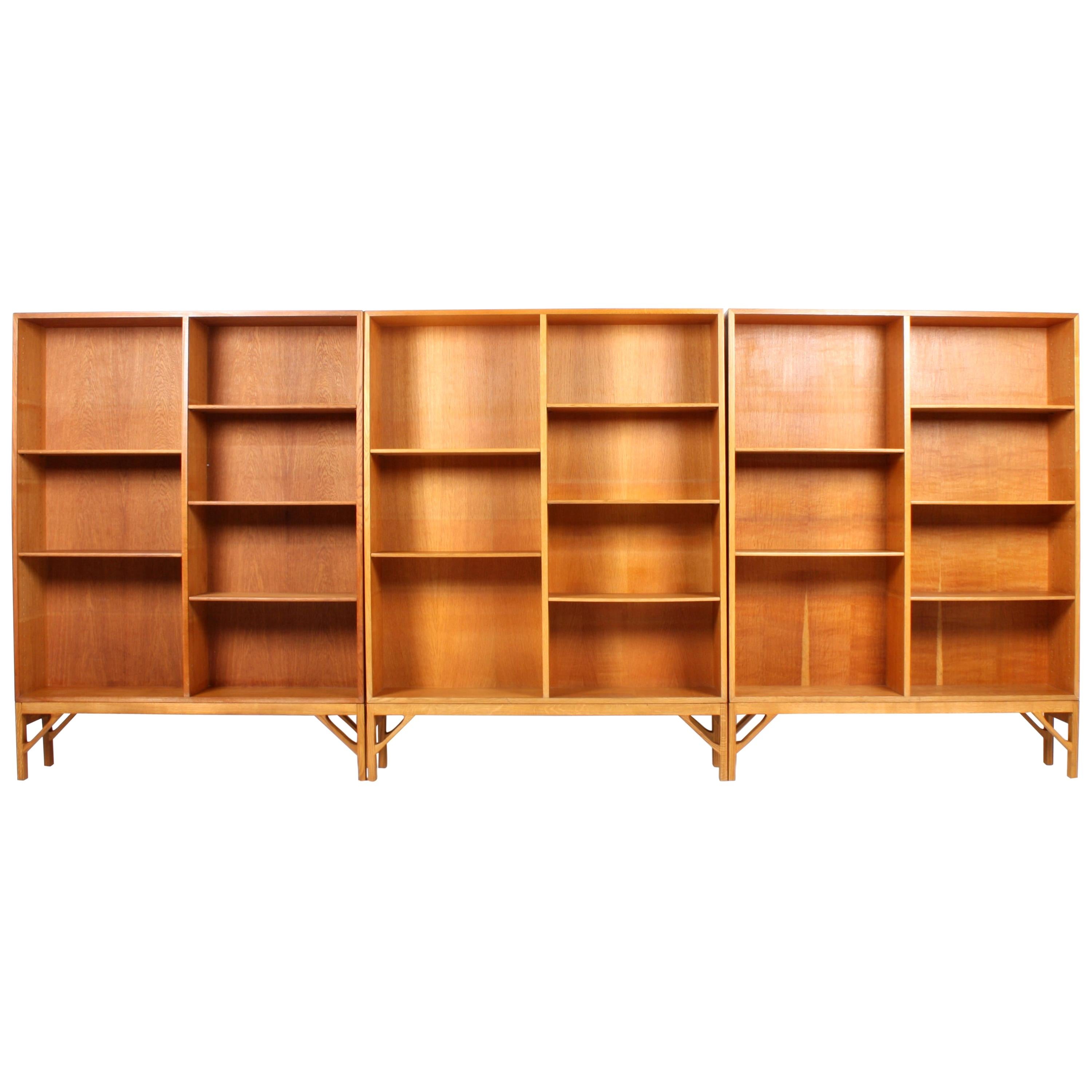 Set of Three Midcentury Bookcases in Oak by Børge Mogensen, Made in Denmark