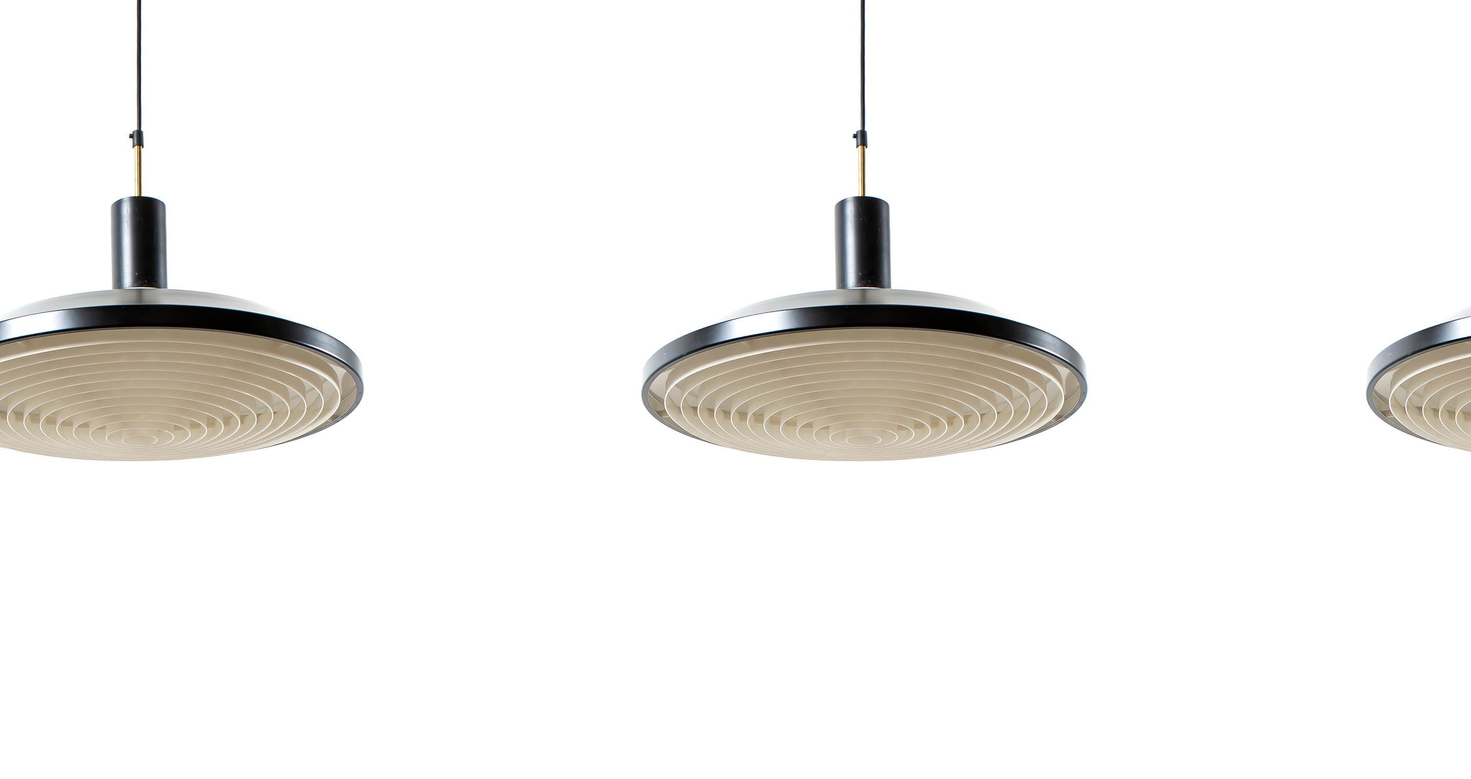 Norwegian Set of Three Midcentury Ceiling Lights by AWF, Norway, 1960s For Sale