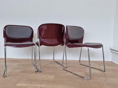 Conjunto de tres sillas de mediados de siglo SM 400 K, diseño Gerd Lange, Drabert, años 80