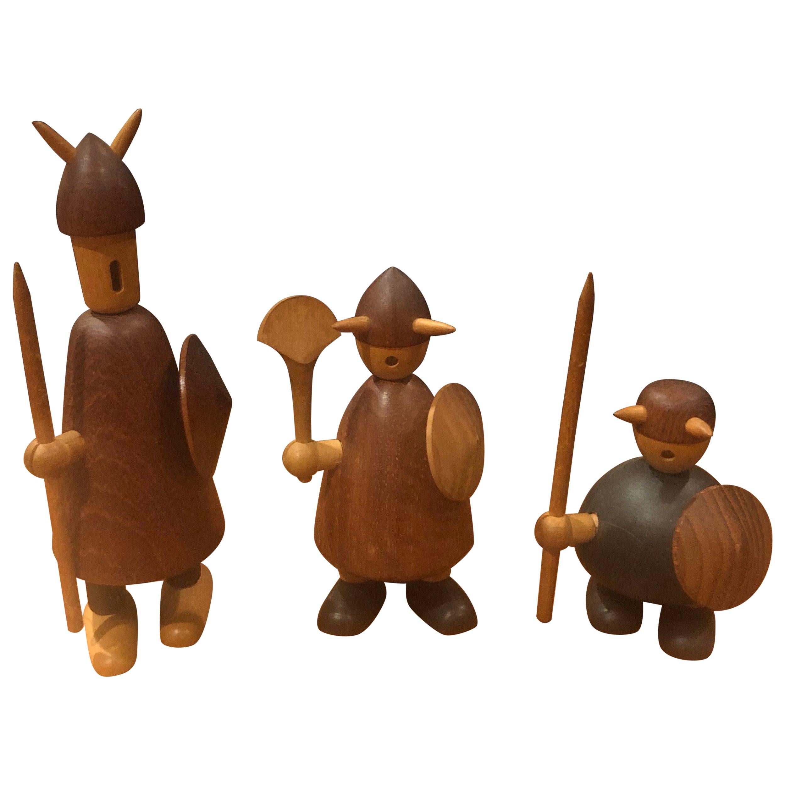 Set of Three Midcentury Danish Vikings Figures by Jacob Jensen