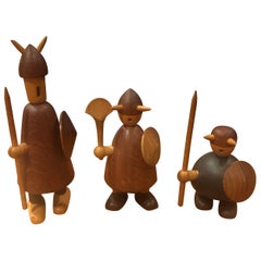 Set of Three Midcentury Danish Vikings Figures by Jacob Jensen