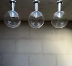 Set of 3 Mid-Century Flush Mounts / Pendant with Stunning Glass Globe Shades