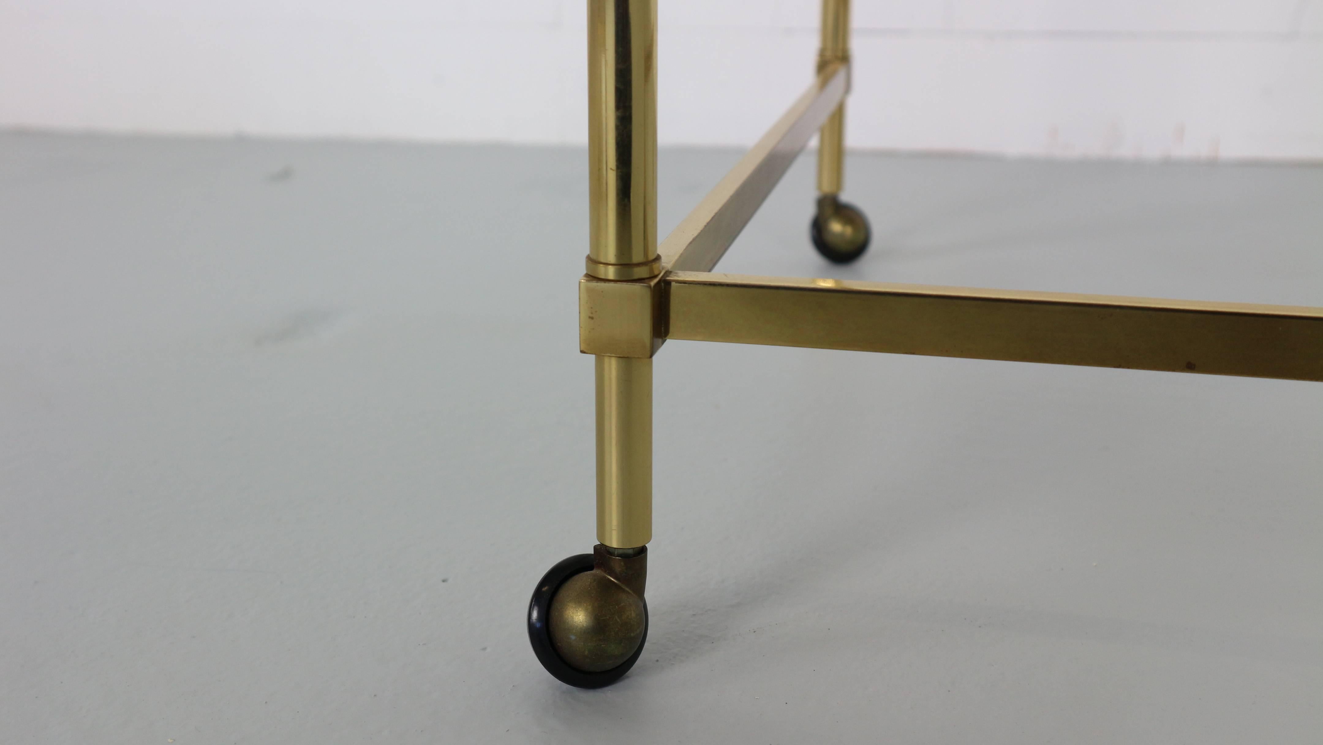 Set of Three Midcentury French Brass Nesting Tables with Glass Top 2