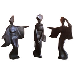 Retro Set of Three Midcentury Japanese Geisha Figurines