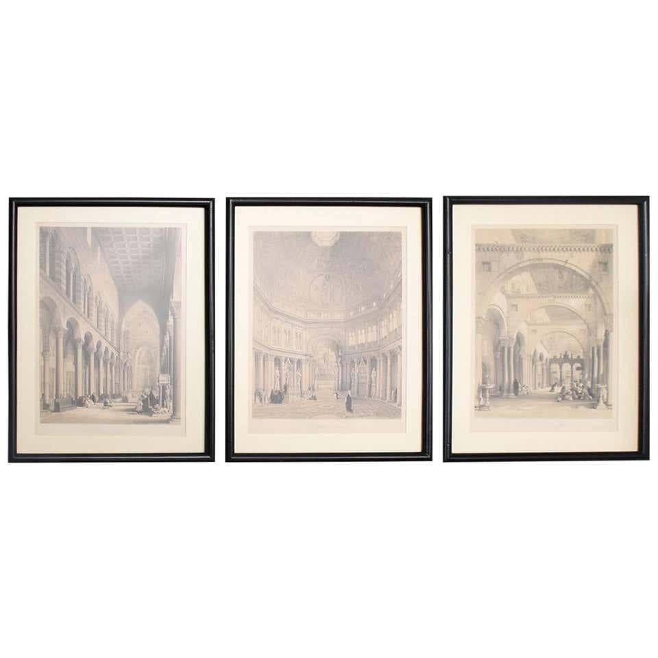 Etchings
Set of 3 Modern Etchings framed. Column Architecture Italian Midcentury Modern 1960s.
No further information.
The frame Measures: 30.38 tall x 15.63 W x 1D
The art measures: 15.75 tall x 11 W. 
The three have the same dimensions.
Original