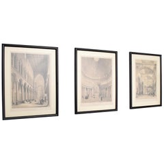 1960s Italian Column Architecture Three Etchings Framed