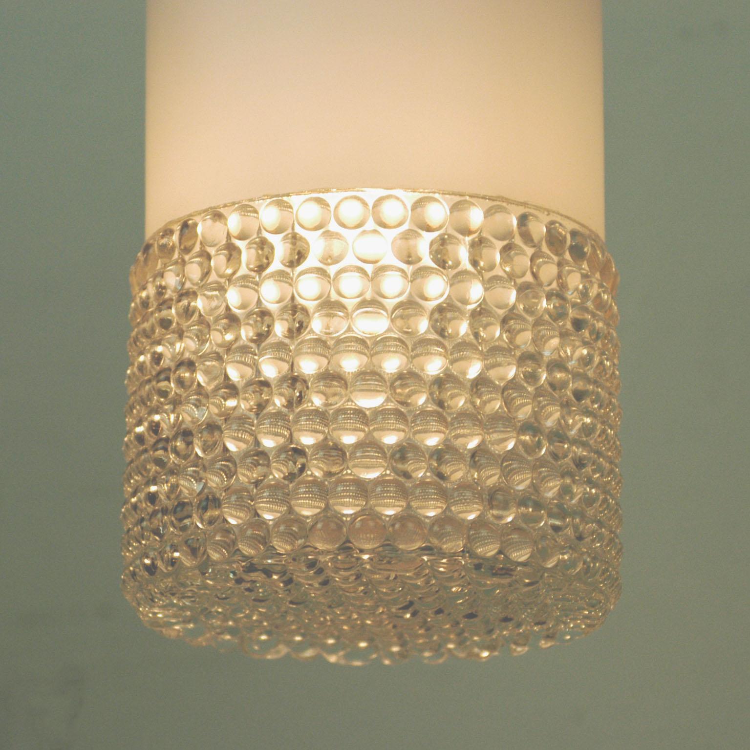 Set of Three Mid-Century Modern White Glass Pendant Lamps Attr. Staff Germany 6