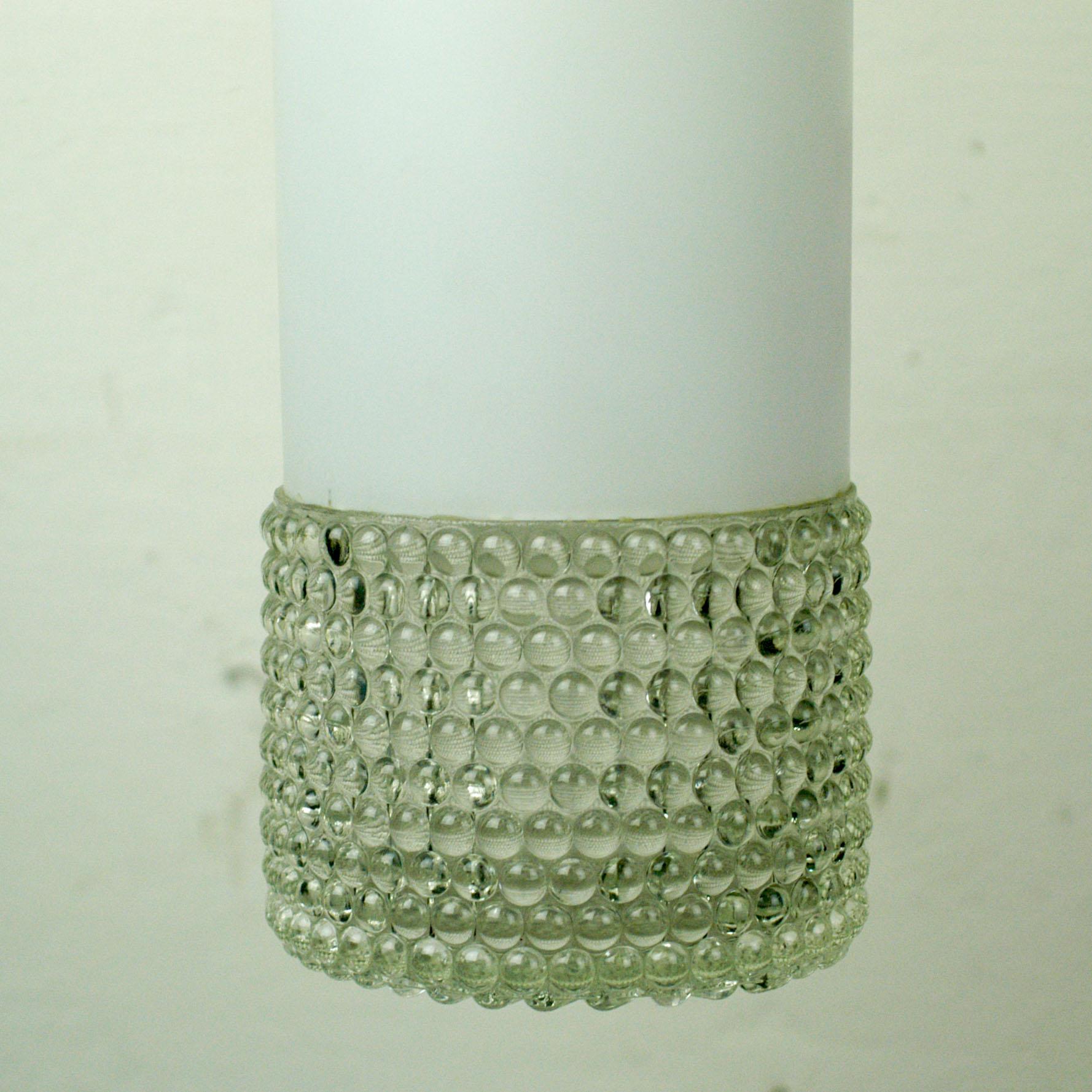 Set of Three Mid-Century Modern White Glass Pendant Lamps Attr. Staff Germany 4
