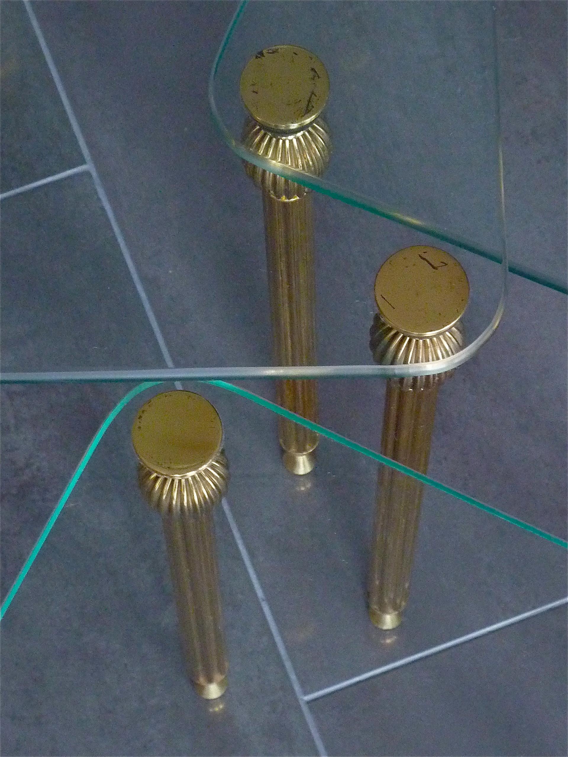 Set of Three Midcentury Nesting Side Tables Brass Glass Maison Baguès Jansen For Sale 7