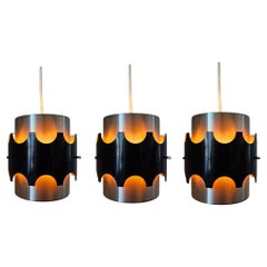 Set of Three Midcentury Pendant in style of Jo Hammerborg, Denmark, 1970s