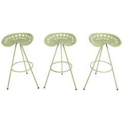 Set of Three Midcentury Tractor Seat Bar Stools, Restored