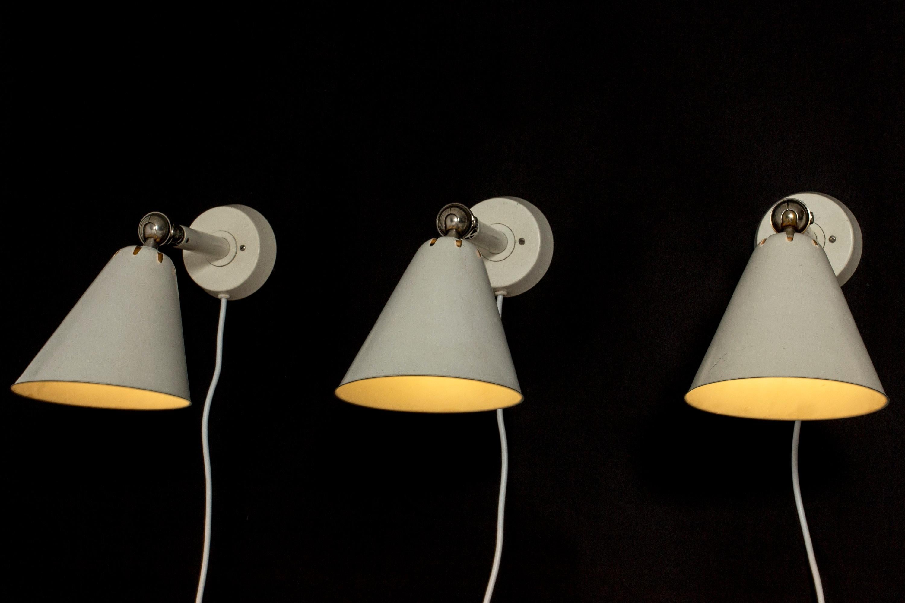 Set of Three Midcentury Wall Lamps from ASEA, Sweden, 1950s For Sale 1