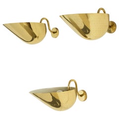 Set of Three Midcentury Wall Lights by Carl-Axel Acking, Sweden, 1940s