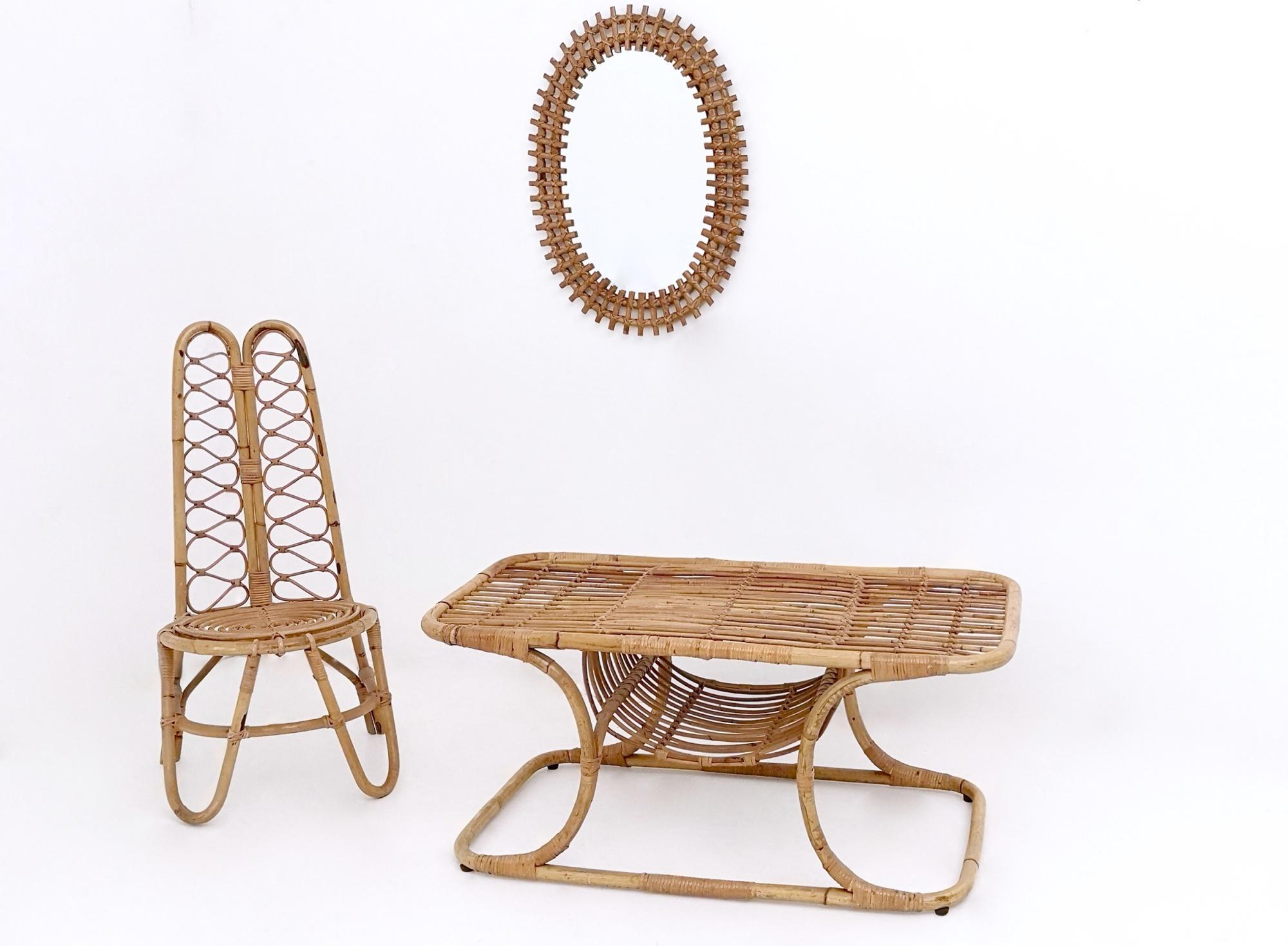 Mid-Century moderno Set di tre sedie da giardino in bambù vintage, Italia in vendita