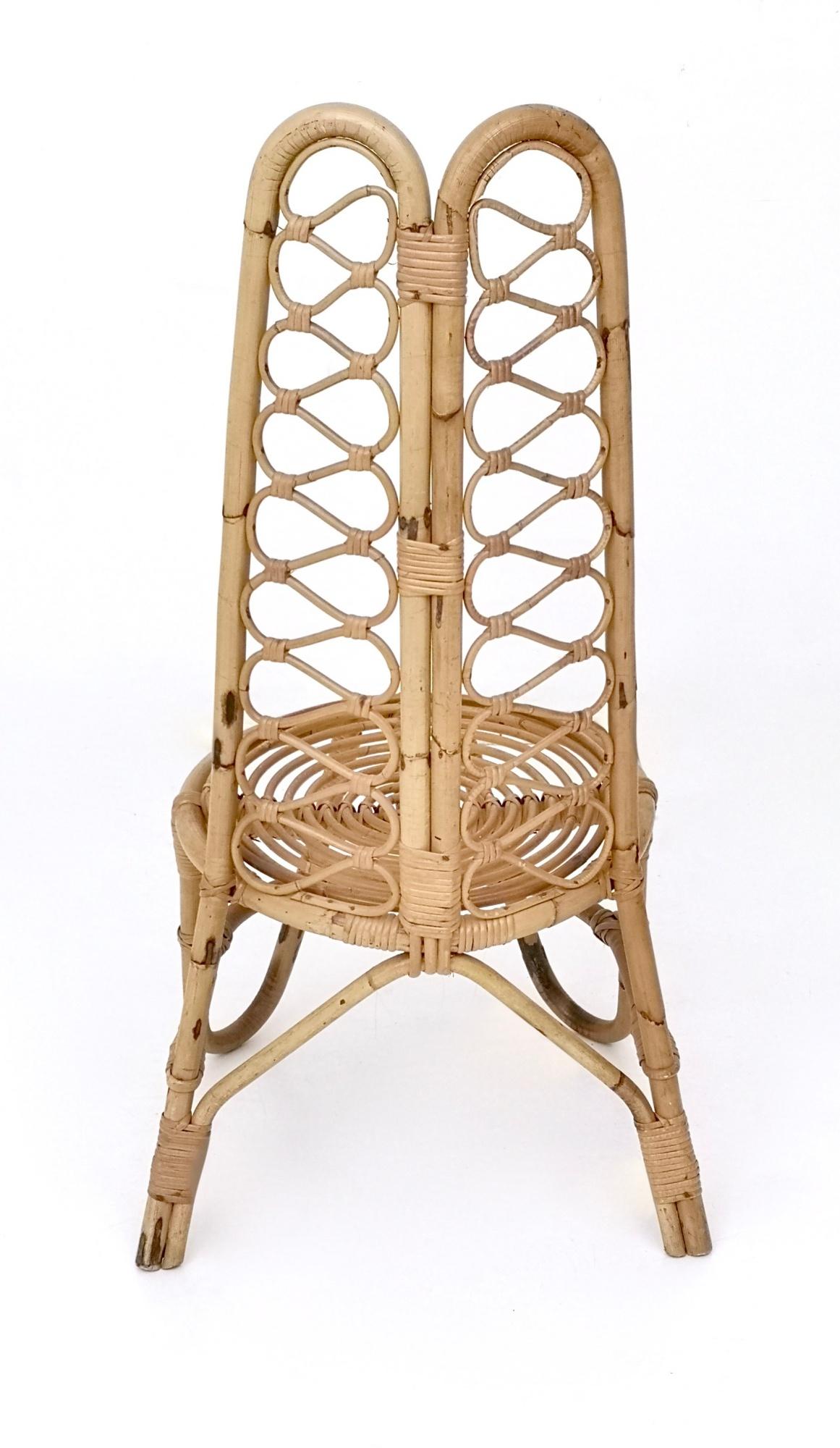 Set of Three Vintage Bamboo Garden Chairs, Italy For Sale 1