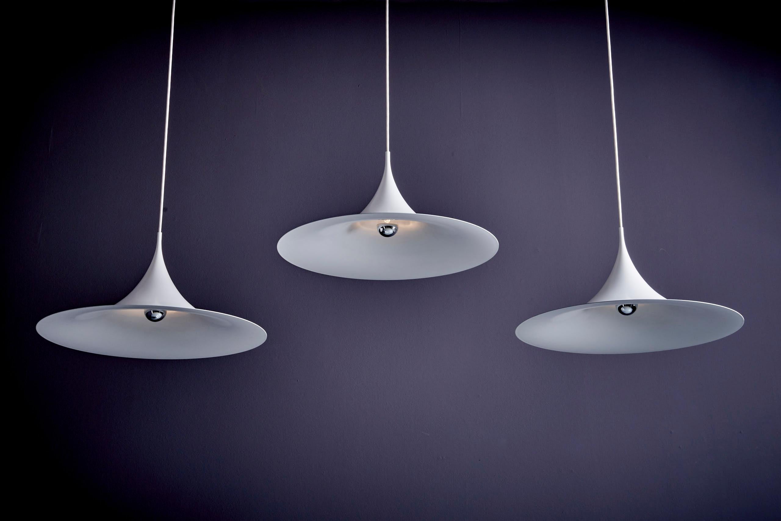 Mid-Century Modern Set of Three Midi Semi Pendants for Fog & Mørup For Sale