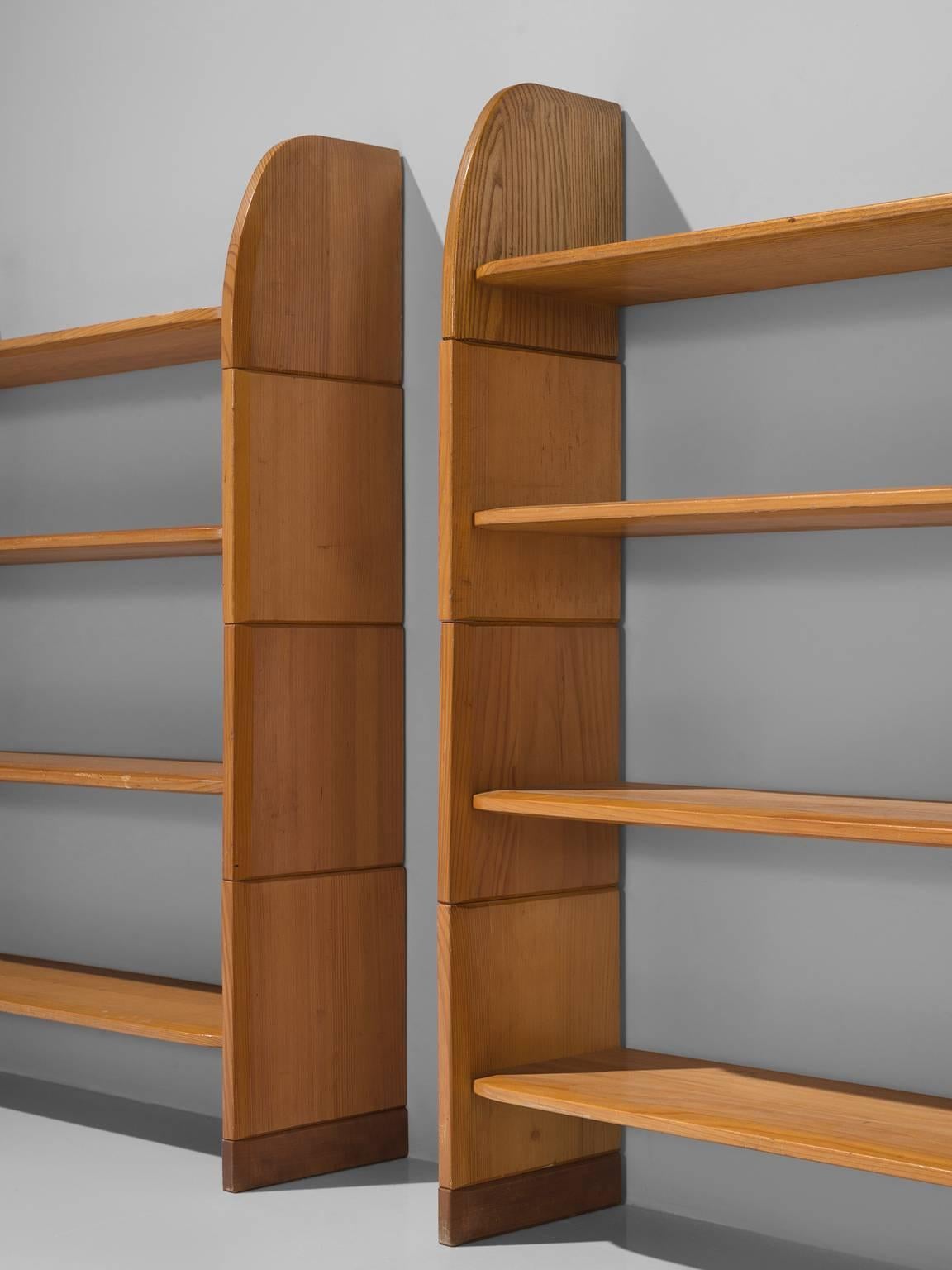 Mid-Century Modern Set of Three 'Milani' Solid Pine Bookshelves, Swiss, 1947