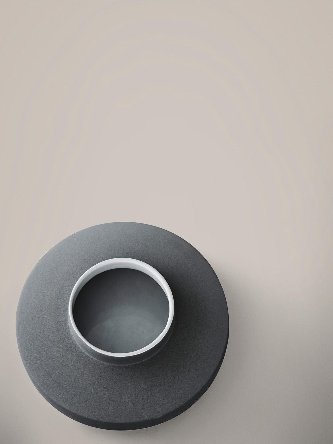 Contemporary Set of Three Milia Seyppel Handmade Ceramic Vases, Grey Glazing Outside
