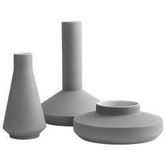 Set of Three Milia Seyppel Handmade Ceramic Vases, Grey Glazing Outside