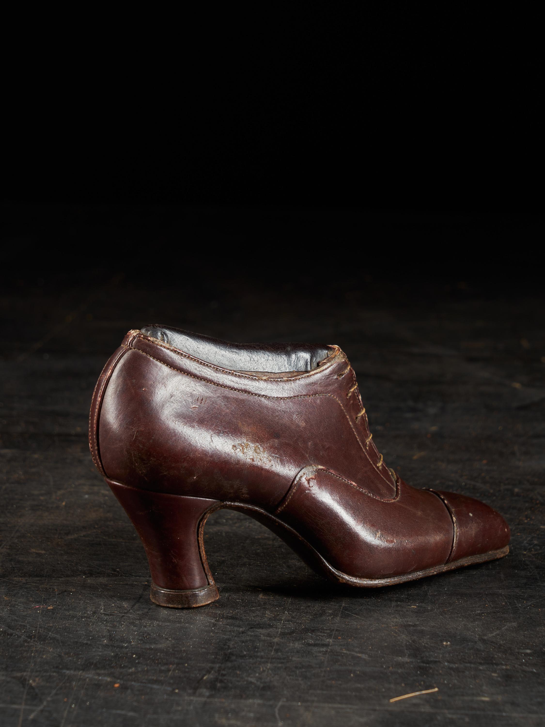 European Set of Three Miniature Shoe Models in Leather