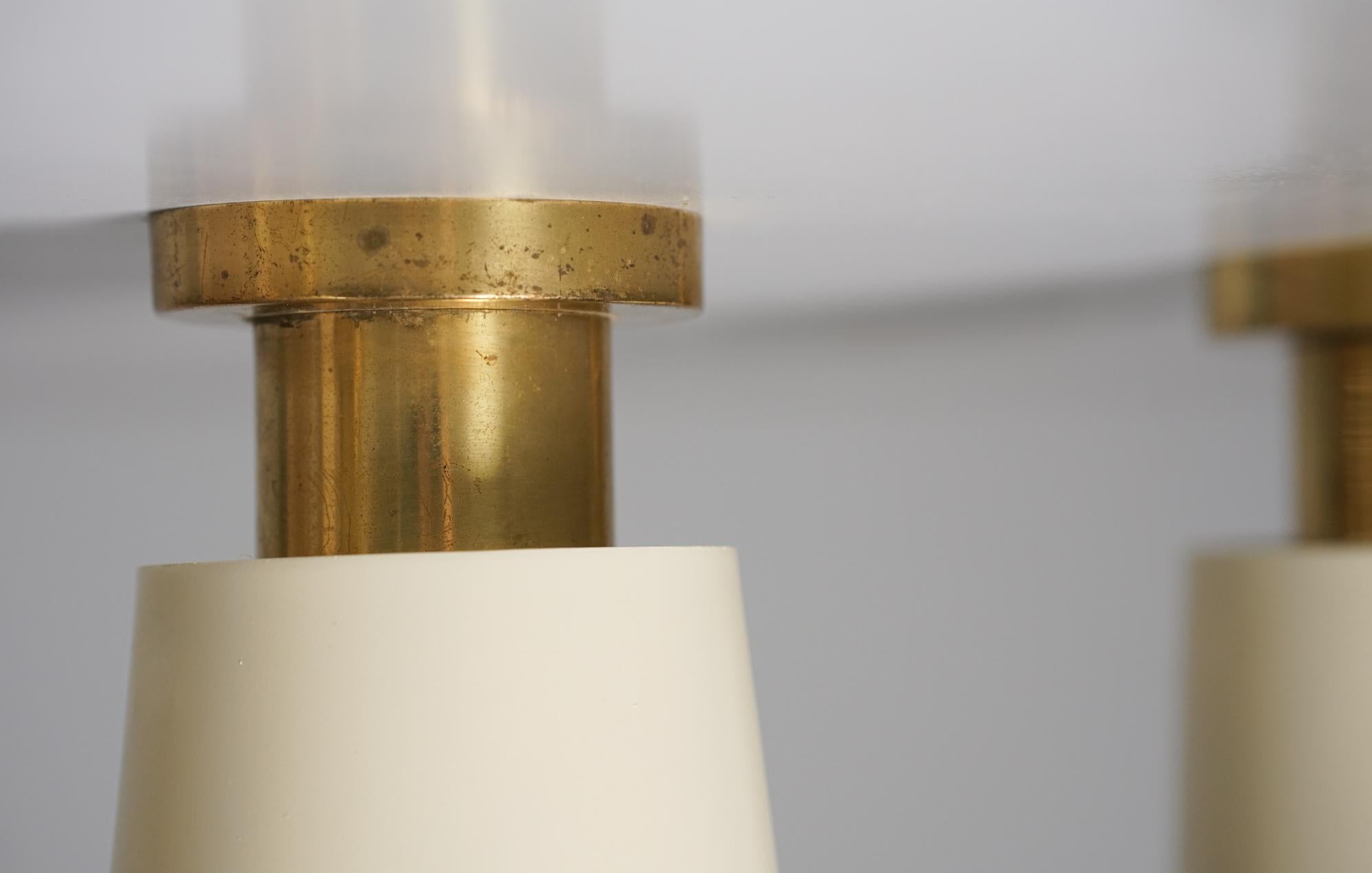 Finnish Set of Three Model 9067 Flush Mounts, Paavo Tynell, Taito Oy, 1950s For Sale