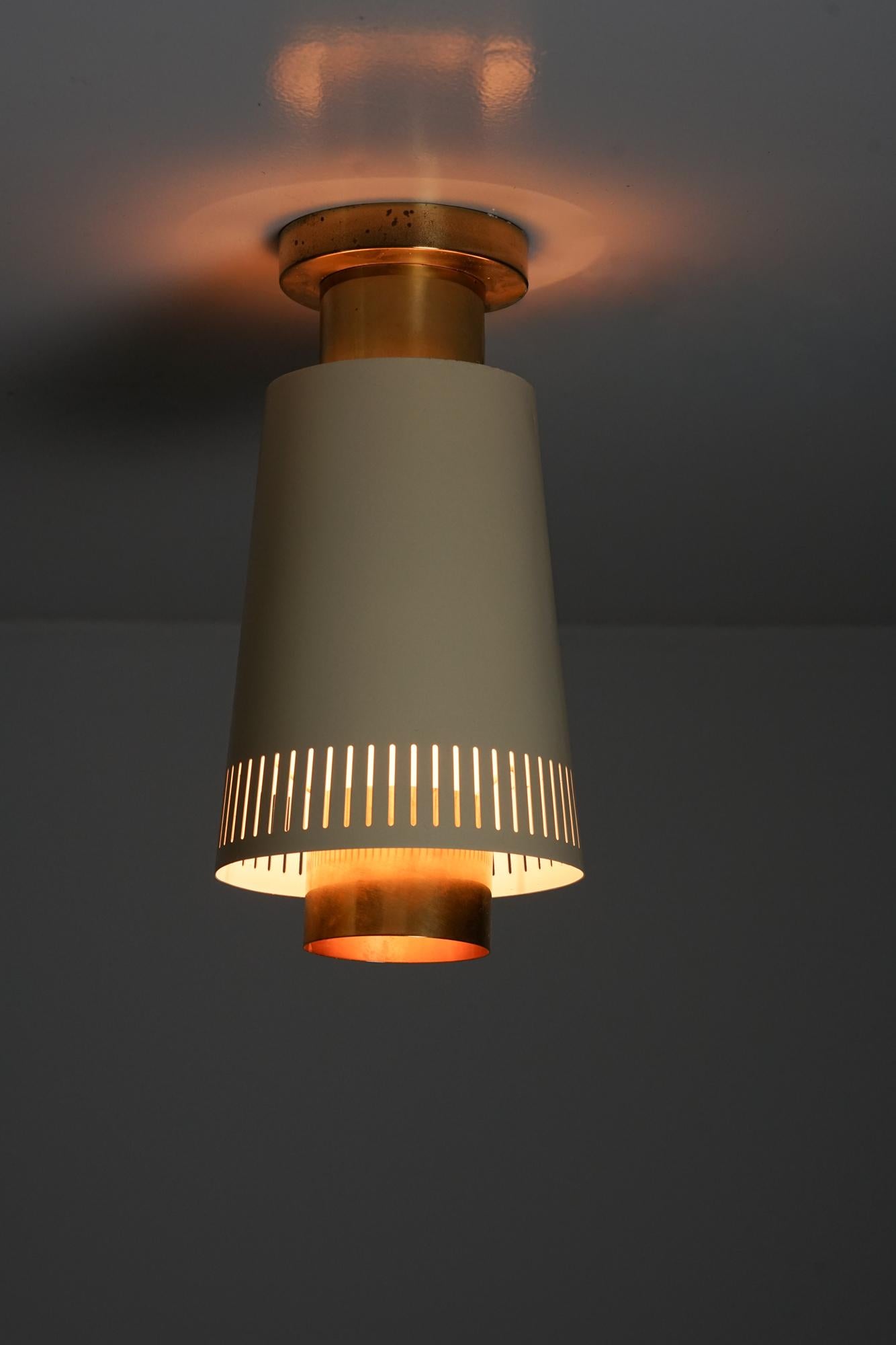 Mid-20th Century Set of Three Model 9067 Flush Mounts, Paavo Tynell, Taito Oy, 1950s For Sale