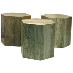 Retro Set of Three Modern Italian Travertine Marble Tables