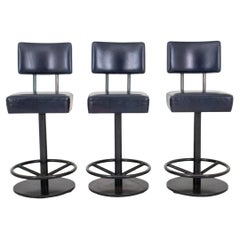Vintage Set of Three Modern Leather Swivel Barstools by Wyeth