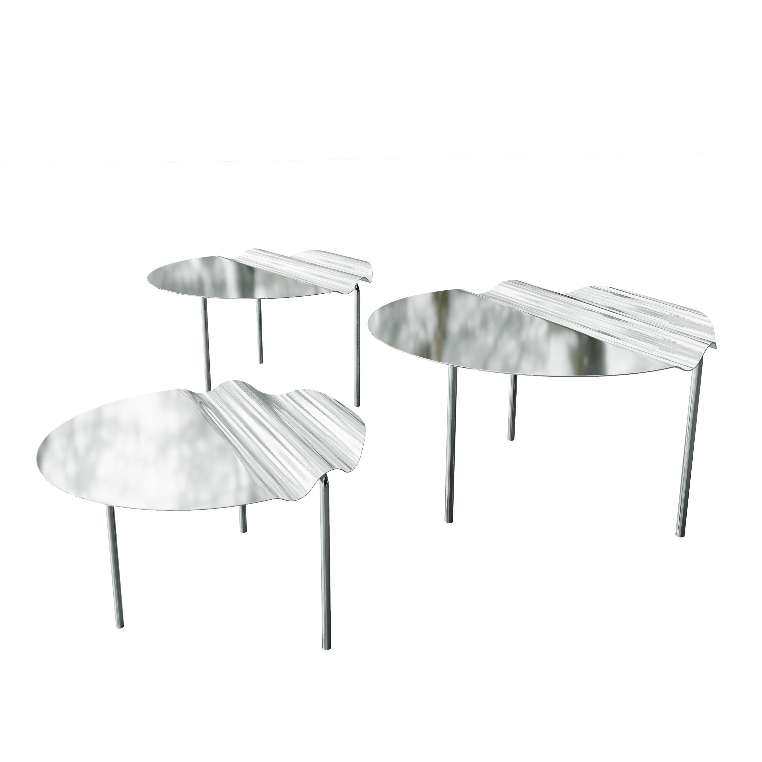 Set of Three Modern Low Tables Mount Made of Stainless Steel by DALI HOME For Sale 6