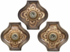Set of Three Modernist 1970s German Ceramic Fat Lava Wall Lights Sconces