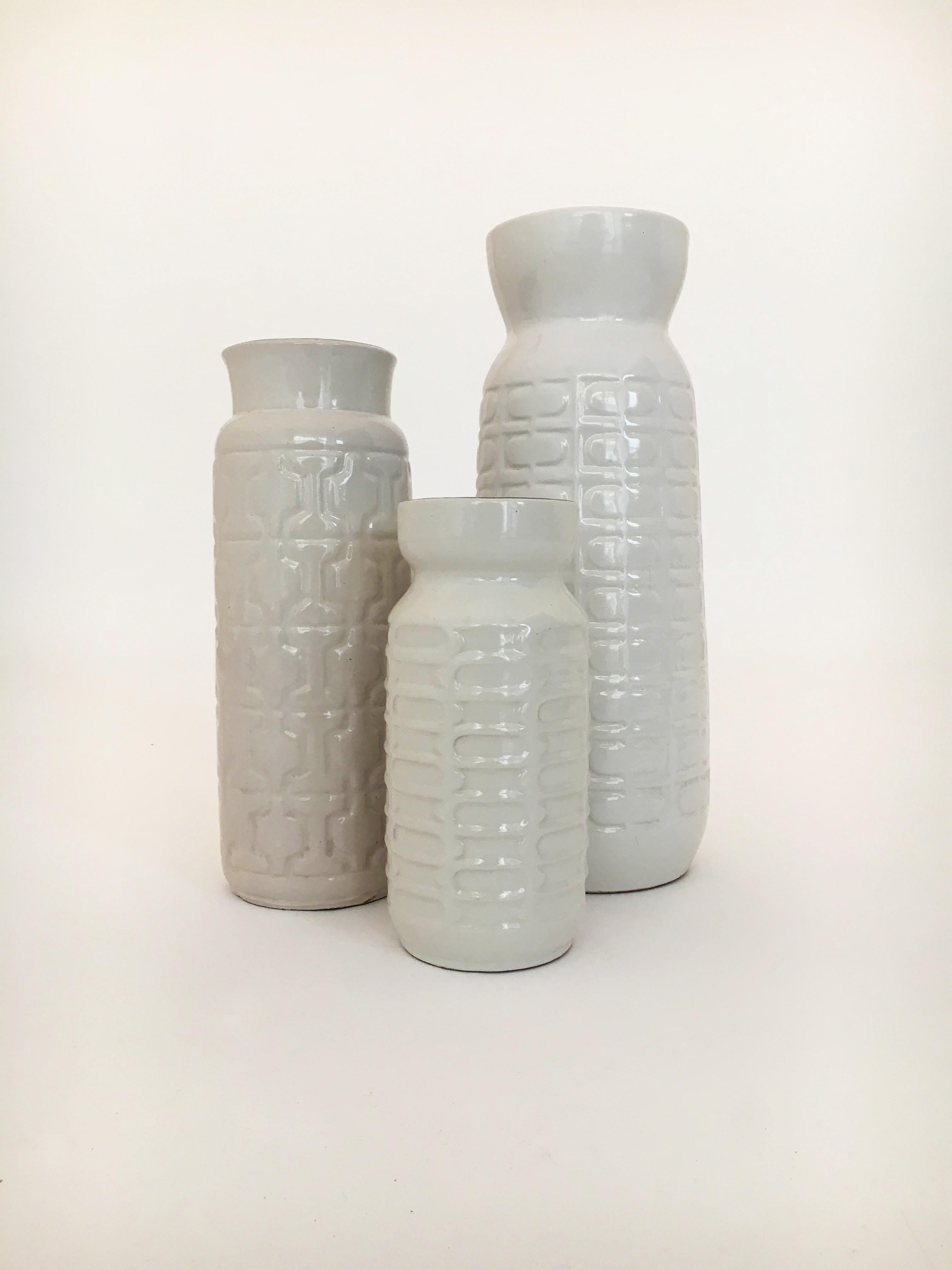 20th Century Set of Three Modernist Austrian Pottery Mid-Century Modern Vessels Vases For Sale
