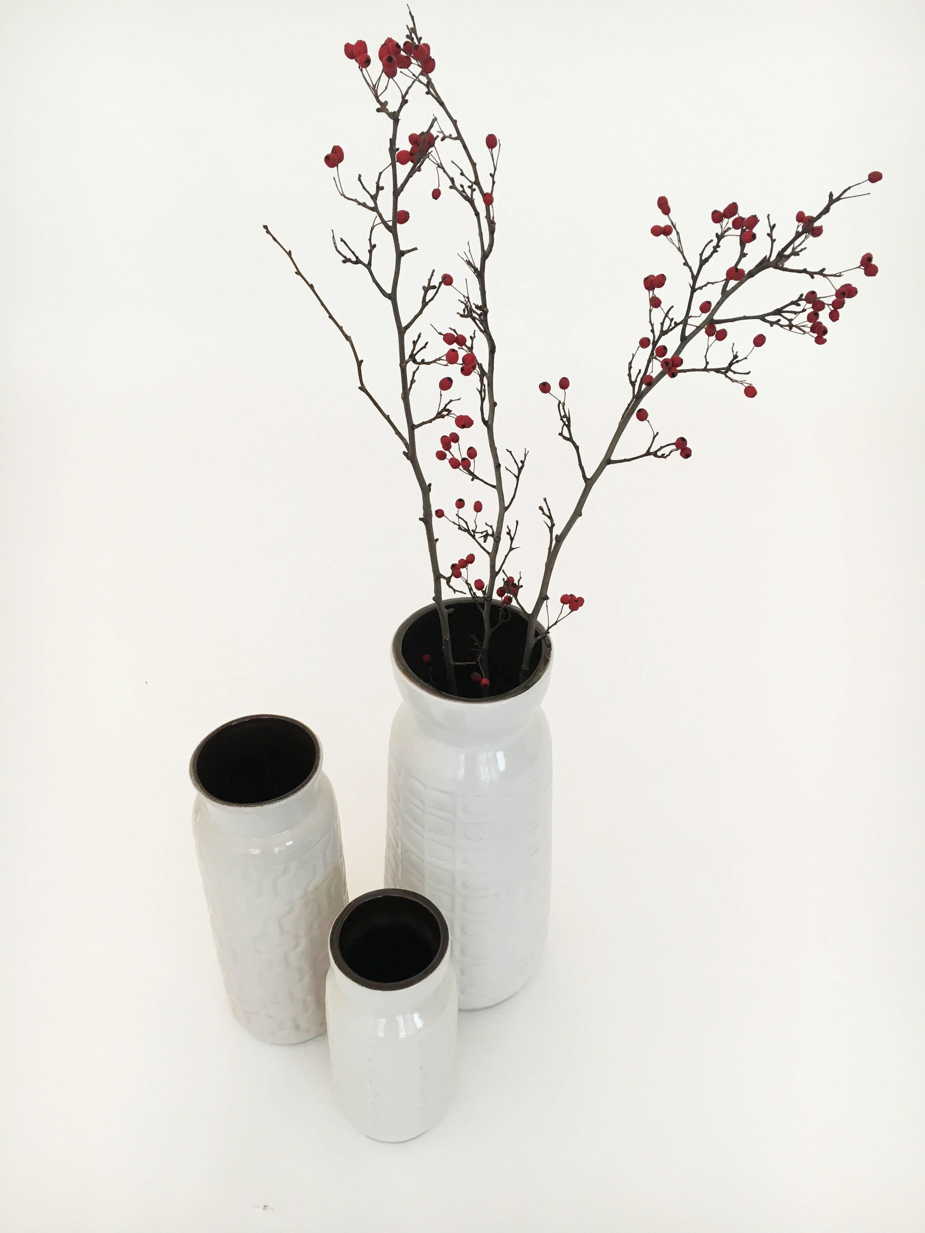Ceramic Set of Three Modernist Austrian Pottery Mid-Century Modern Vessels Vases For Sale