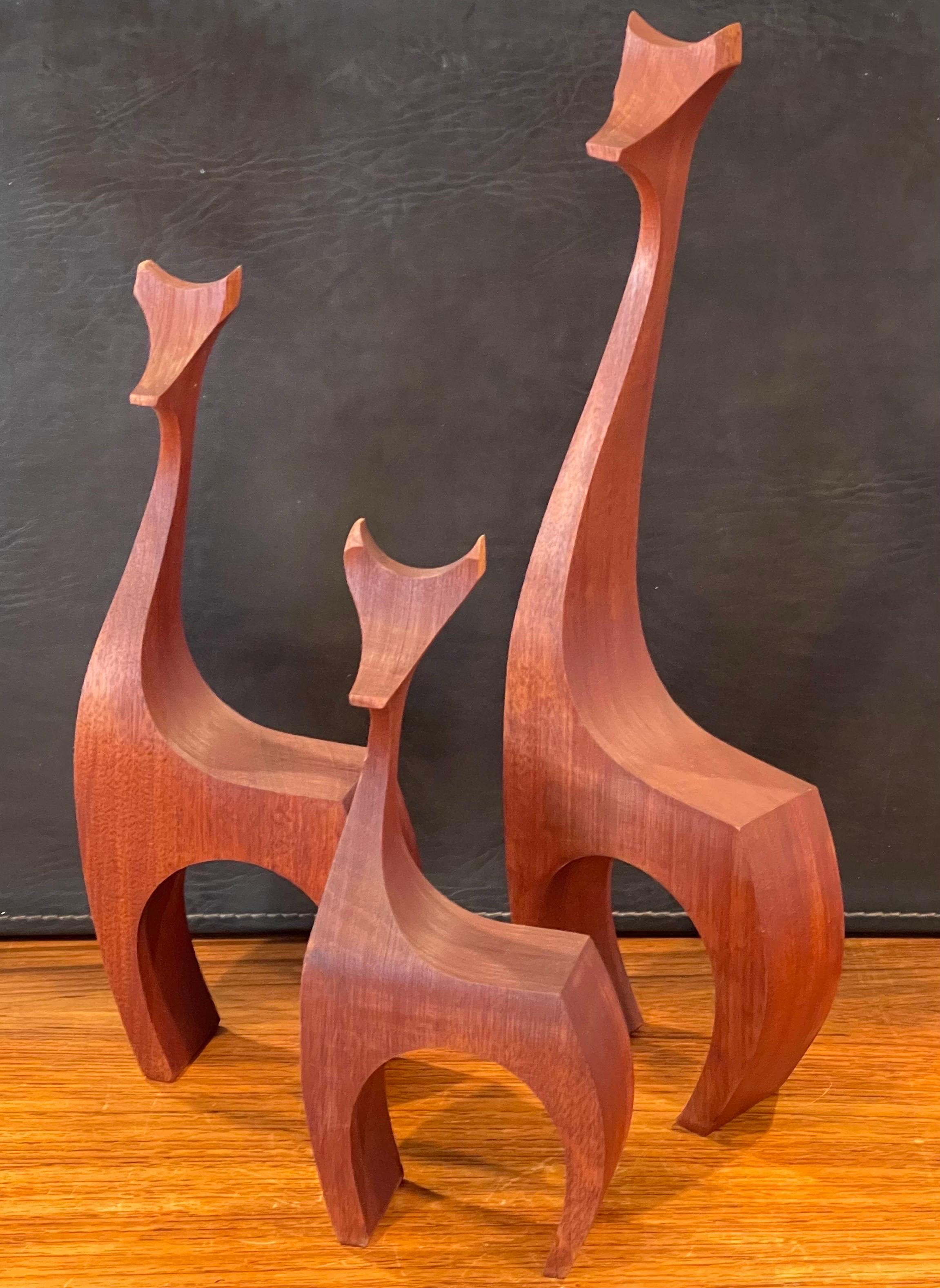 American Set of Three Modernist Giraffe Wood Sculptures by Del Zotto Studios For Sale