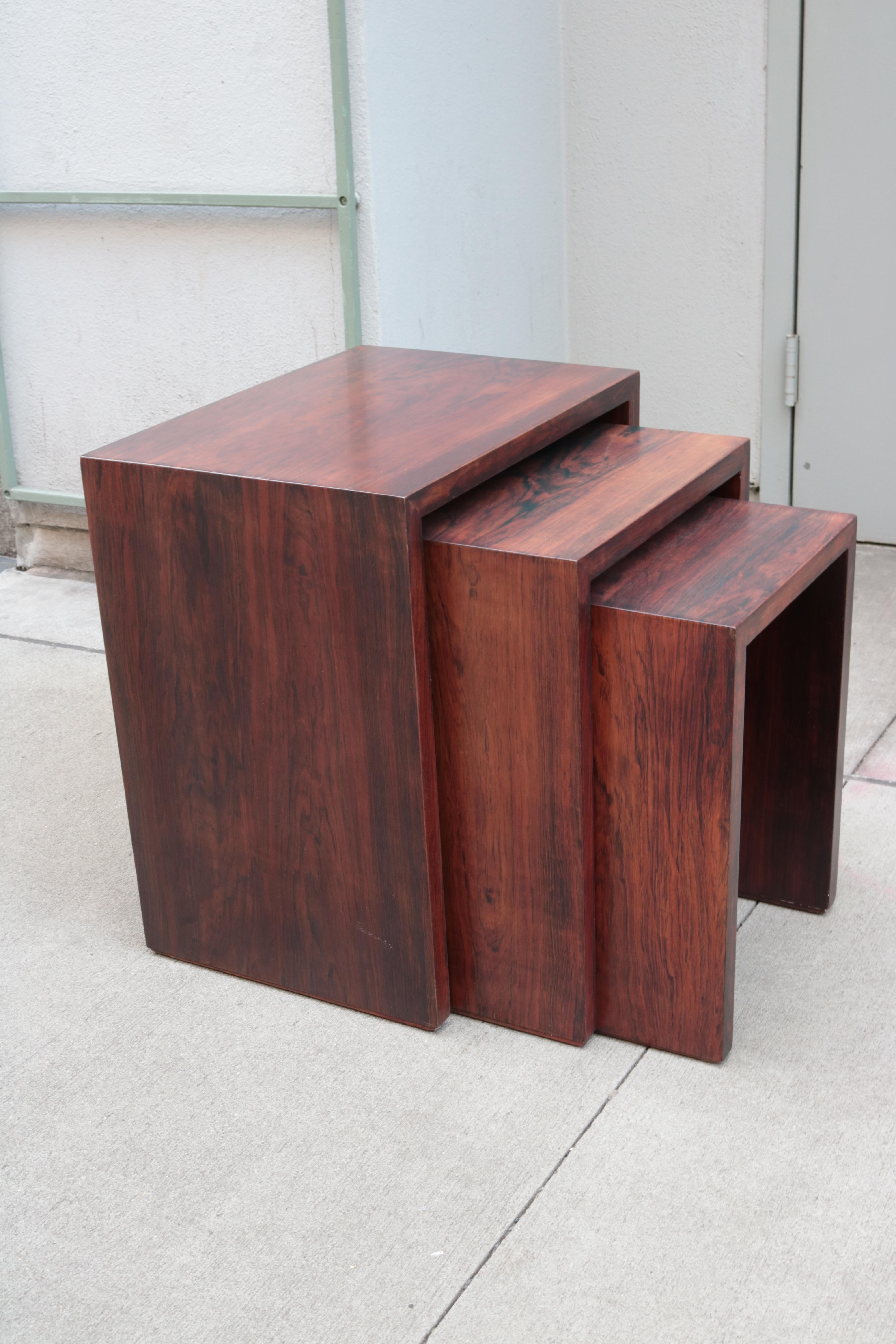 French Set of Three Modernist Nesting Tables