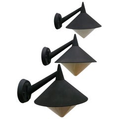 Set of Three Modernist Outdoor Wall Lamps or Sconces