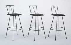 Set of Three Modernist Wire Bar Stools