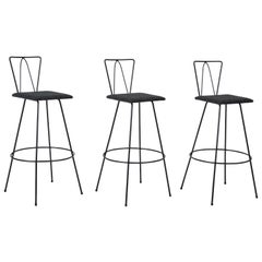 Set of Three Modernist Wire Bar Stools