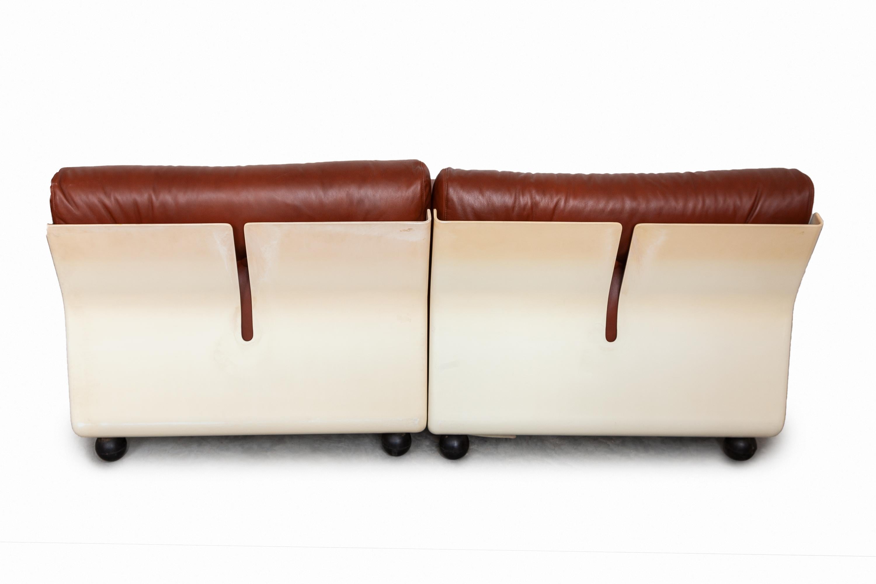 Mid-20th Century Set of Three Modular Brown Leather 